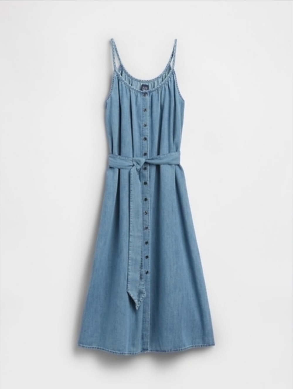 NWT Gap Belted Denim Midi Dress Medium Indigo - Picture 6 of 7